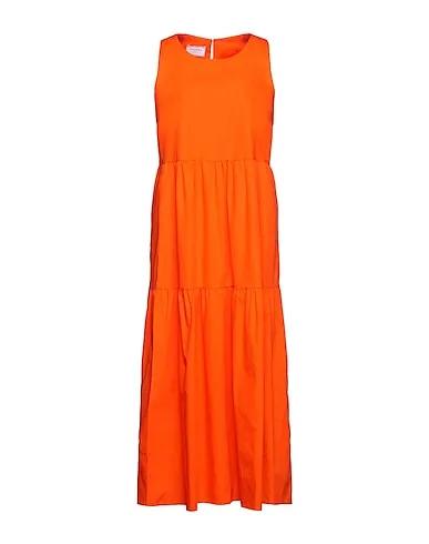 Orange Plain weave Long dress