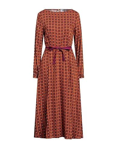 Orange Plain weave Midi dress