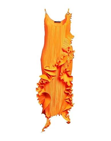 Orange Plain weave Midi dress
