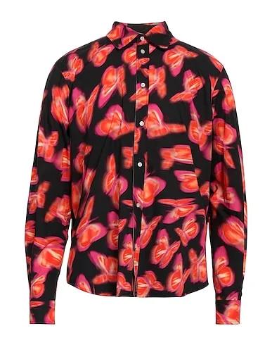 Orange Plain weave Patterned shirt