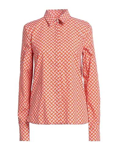 Orange Plain weave Patterned shirts & blouses