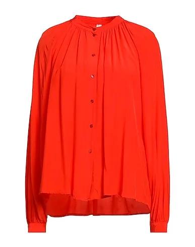 Orange Plain weave Solid color shirts & blouses