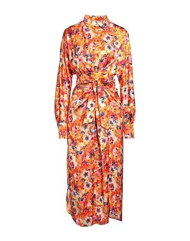 Orange Satin Midi dress