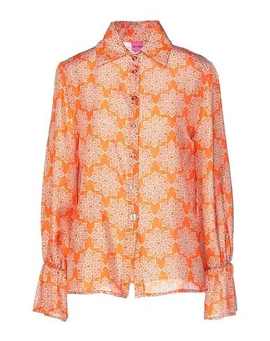 Orange Satin Patterned shirts & blouses