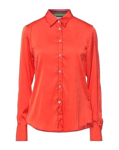 Orange Satin Solid color shirts & blouses