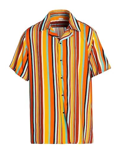 Orange Striped shirt PRINTED CAMP-COLLAR S/SLEEVE OVERSIZE SHIRT
