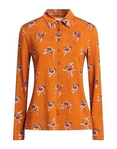 Orange Synthetic fabric Floral shirts & blouses