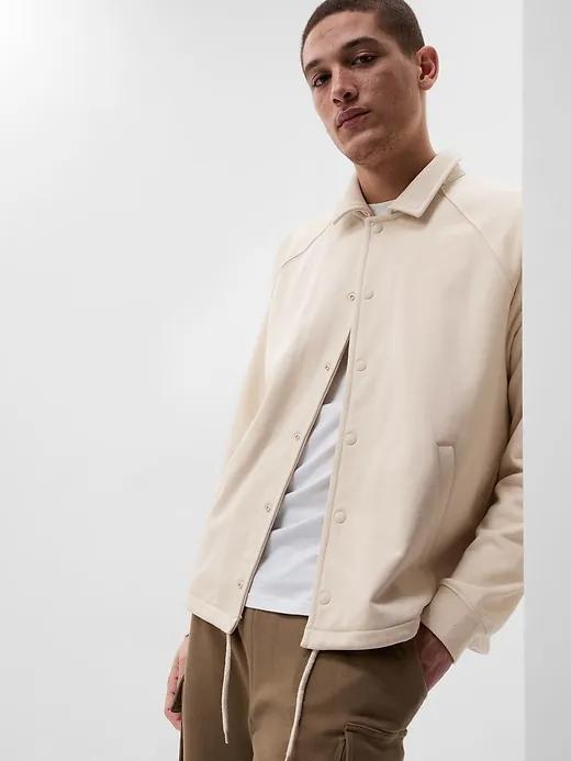 Organic Cotton Blend Fleece Coach Jacket