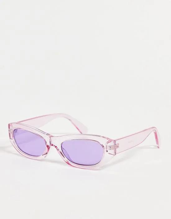 oval sunglasses in purple with tonal lens