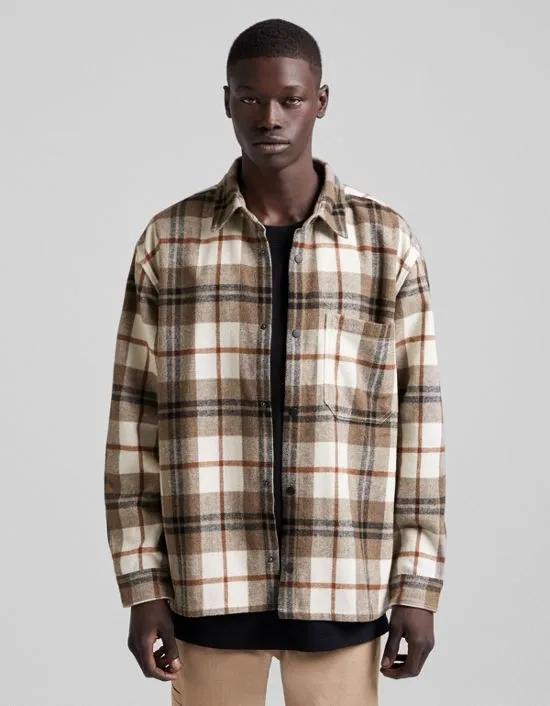 overshirt in brown check