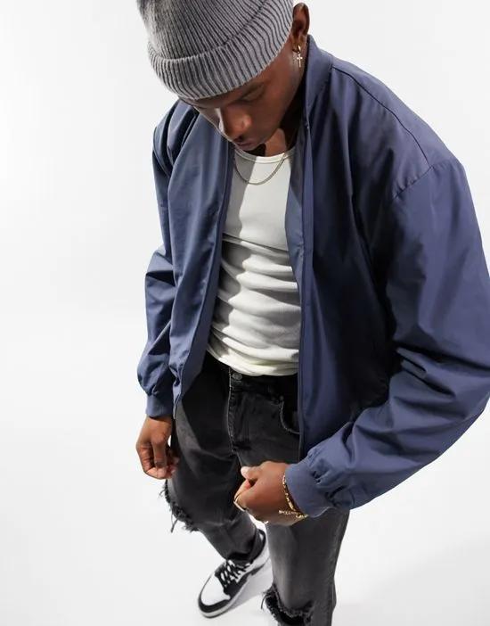 oversized bomber jacket in blue gray