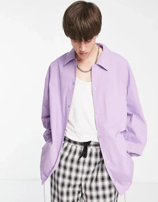 oversized coach jacket in purple