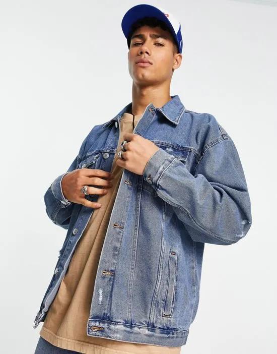 oversized denim jacket in light blue
