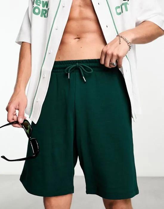 oversized jersey shorts in green