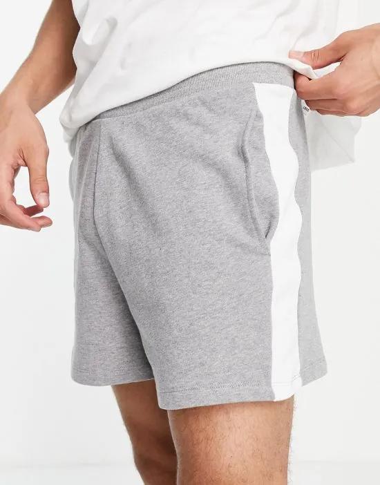 oversized jersey shorts in heather gray with side stripe