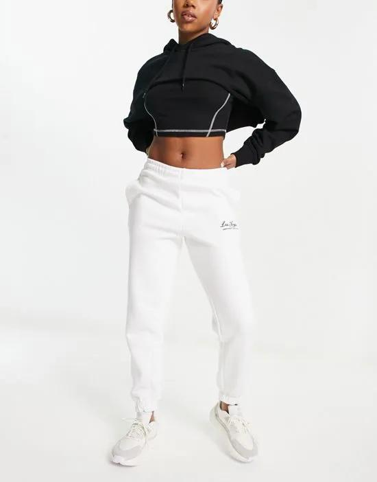 oversized Los Angeles slogan sweatpants in white - part of a set