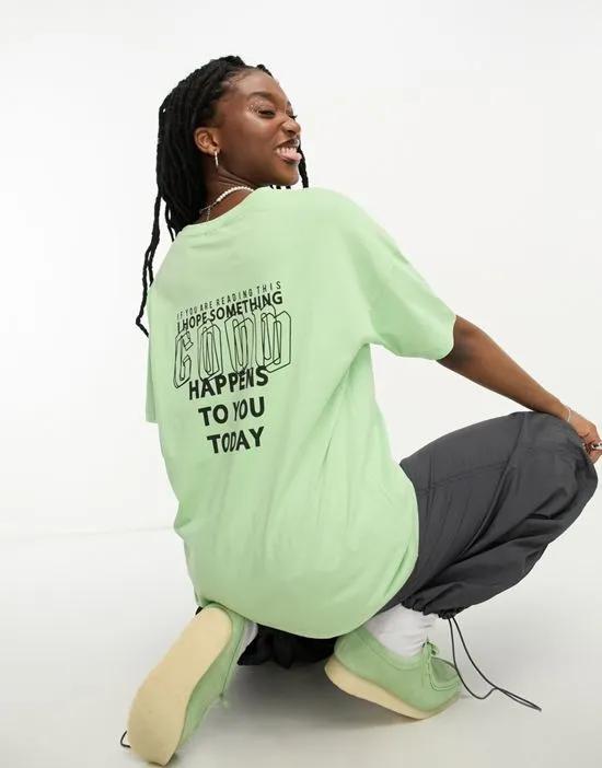 oversized motif t-shirt in green