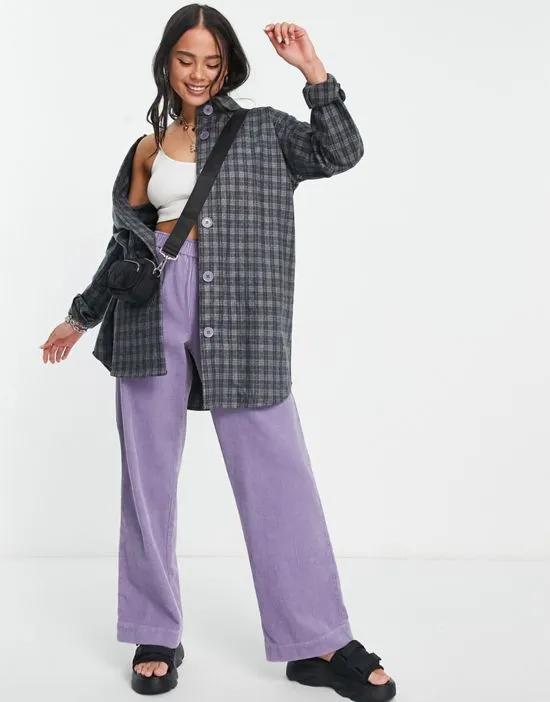 oversized shacket in blue check