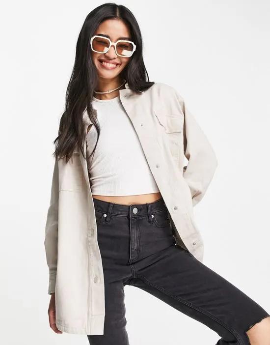 oversized shacket in stone