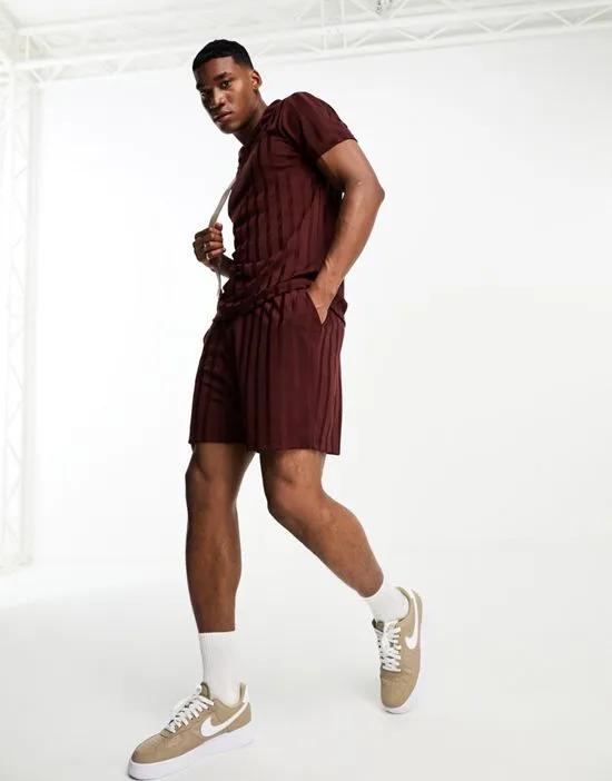 oversized shorts in brown rib