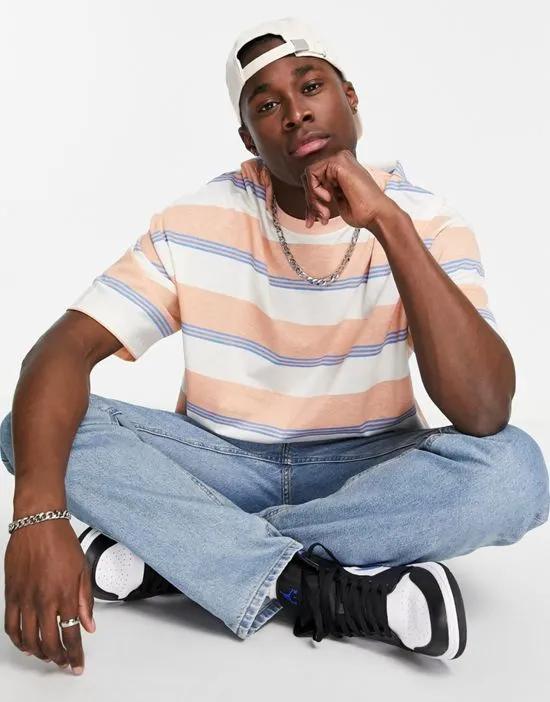 oversized stripe T-shirt in peach