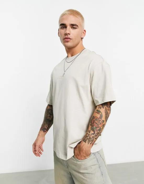 oversized tonal print T-shirt in stone