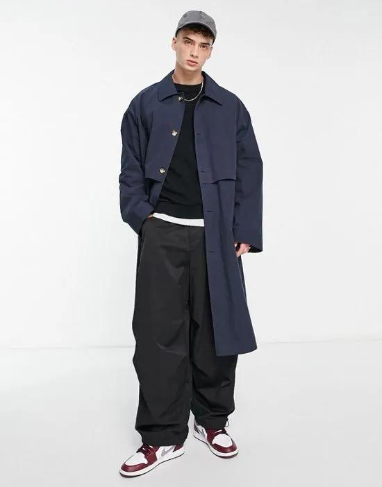 oversized trench coat in navy