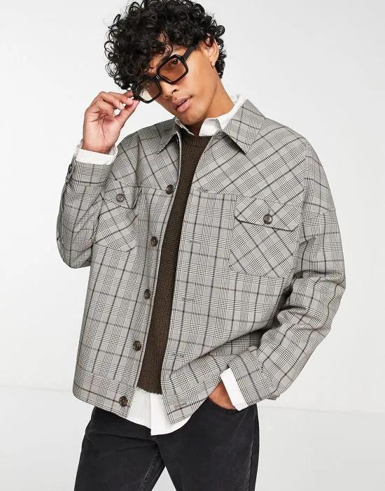 oversized western jacket in check
