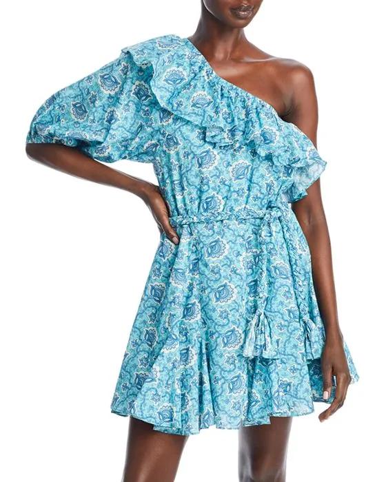 Ozzie Cotton Printed One Shoulder Dress