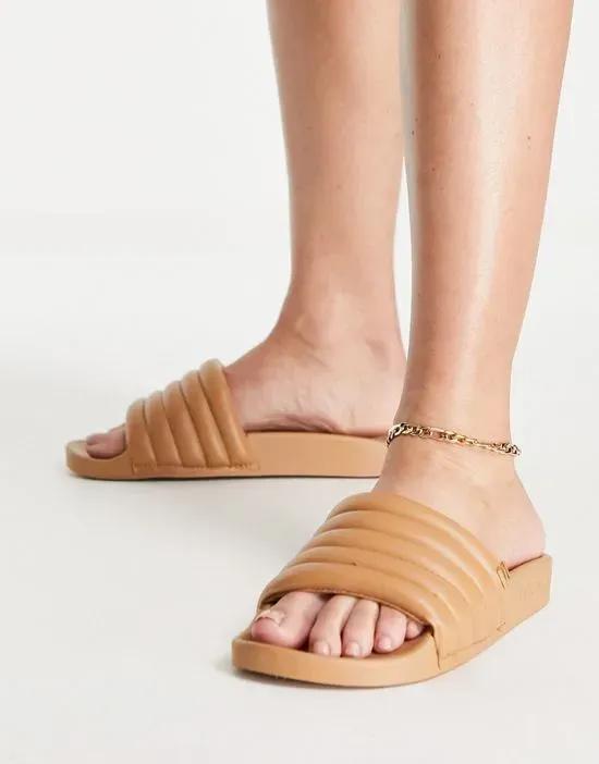 padded slider sandal in beige