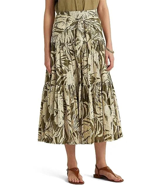 Palm Leaf–Print Cotton Voile Skirt