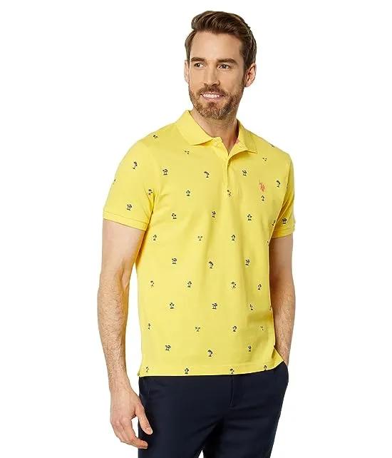 Palm Print Slim Polo