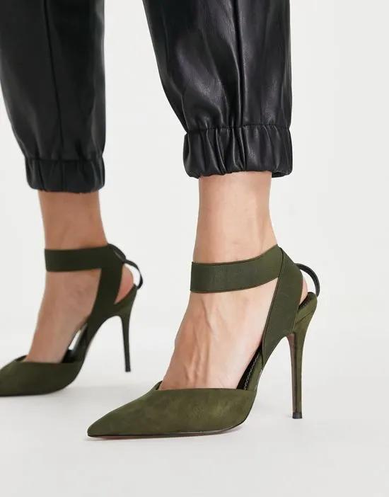 Pantha elastic high heel shoes in khaki