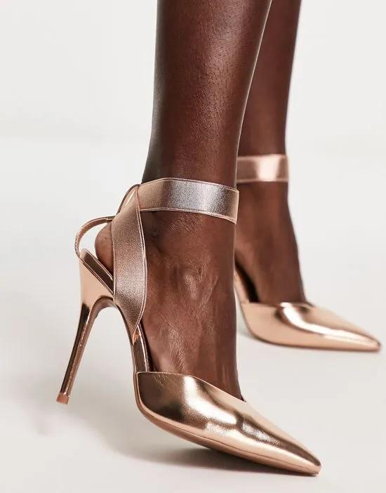 Pantha elastic high heeled shoes in rose gold