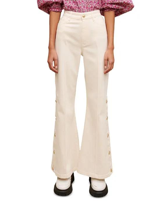 Parin Side Button Flared Leg Pants