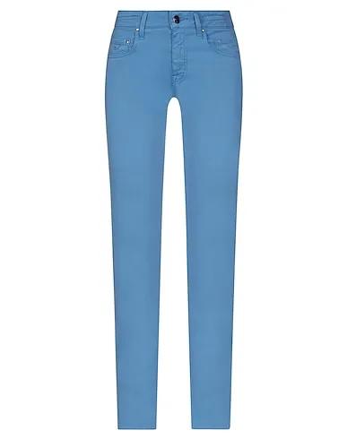 Pastel blue Cotton twill Casual pants