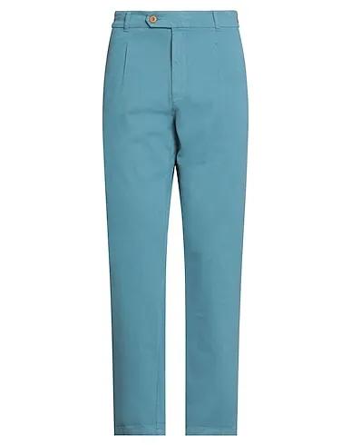 Pastel blue Cotton twill Casual pants