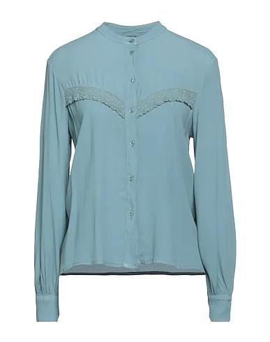 Pastel blue Crêpe Lace shirts & blouses