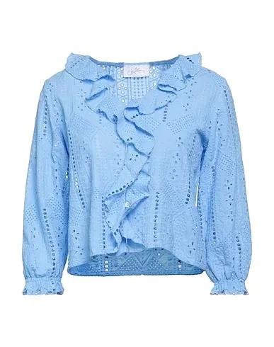 Pastel blue Lace Lace shirts & blouses
