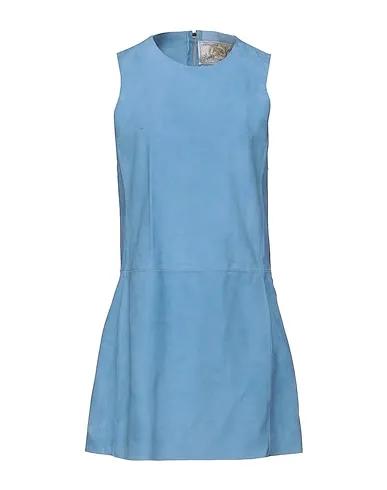 Pastel blue Leather Short dress
