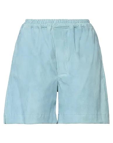 Pastel blue Leather Shorts & Bermuda