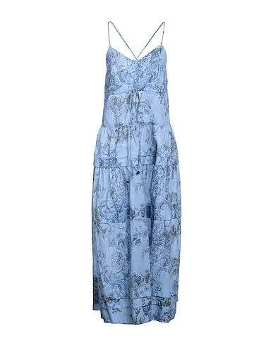 Pastel blue Plain weave Long dress