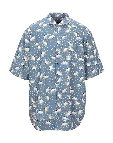 Pastel blue Plain weave Patterned shirt