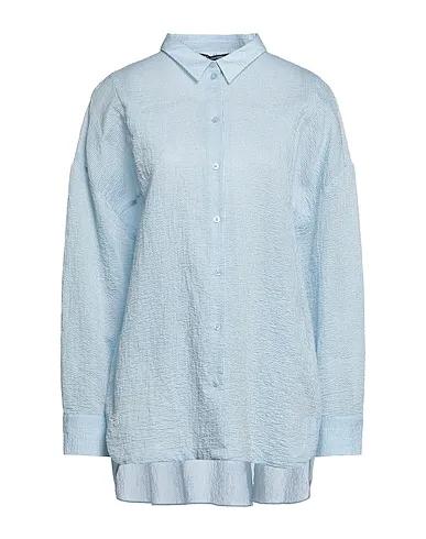 Pastel blue Plain weave Striped shirt