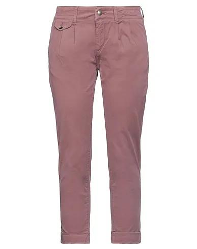 Pastel pink Cotton twill Casual pants