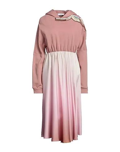 Pastel pink Cotton twill Midi dress