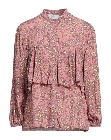Pastel pink Plain weave Floral shirts & blouses