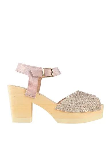 Pastel pink Plain weave Mules and clogs