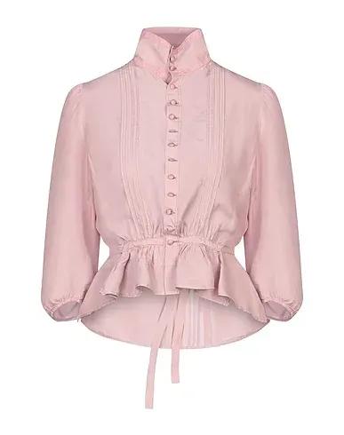 Pastel pink Plain weave Silk shirts & blouses