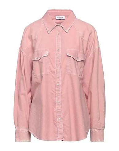 Pastel pink Plain weave Solid color shirts & blouses
